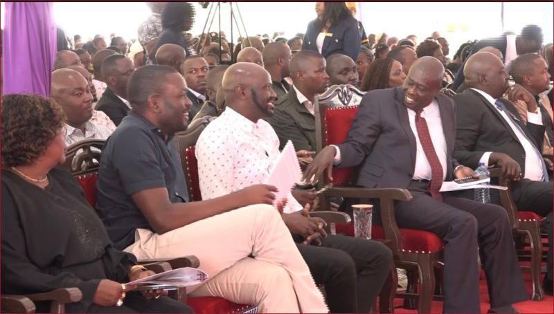 Nairobi senator Edwin Sifuna joined other leaders in the funeral service of MP James Gakuya's mother.